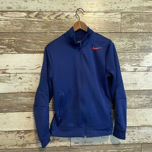 Nike Blue Fleece Athletic Zip up Women's Breathable Running Sweatshirt